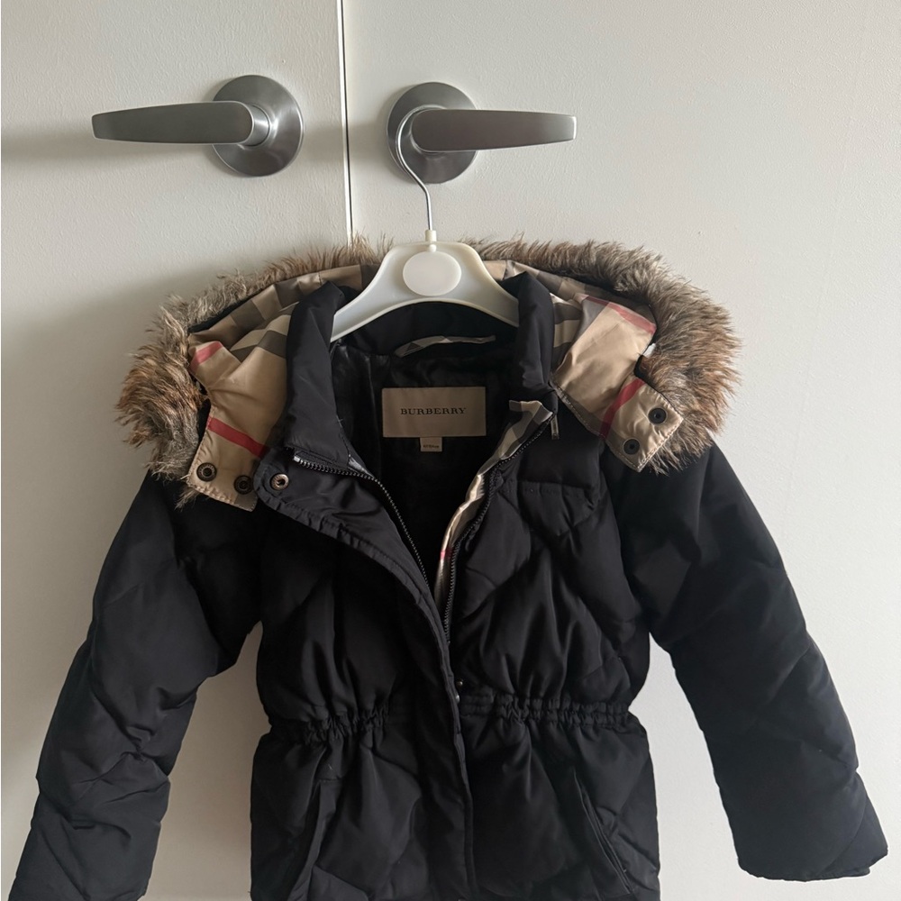 Burberry Black Coat with Fur Hood
